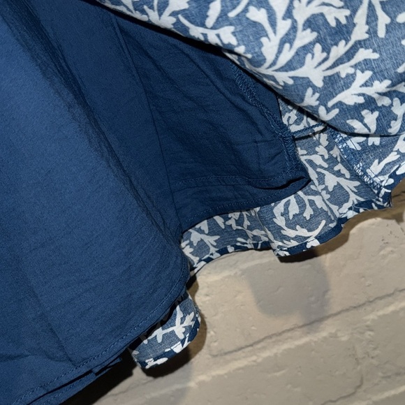 J Crew skirt Blue White Leaf Print lined smocked waist large - Picture 3 of 4